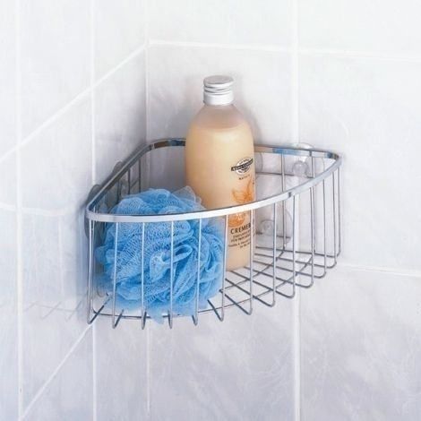 Køb hjørnehylde bad med sugekop rustfri - Online her