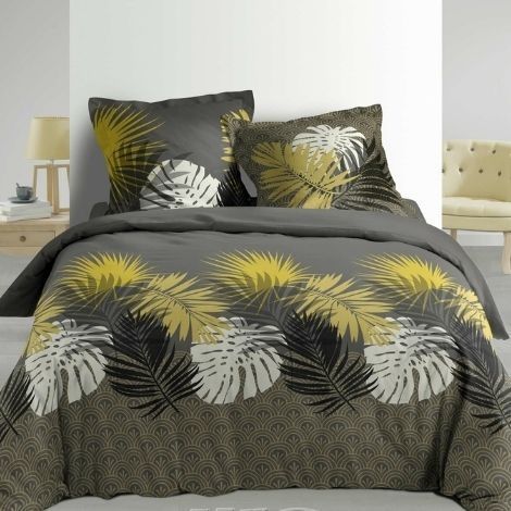 Blad mønstret sengetøj dobbeltdyne brun - Stort udvalg - Køb her