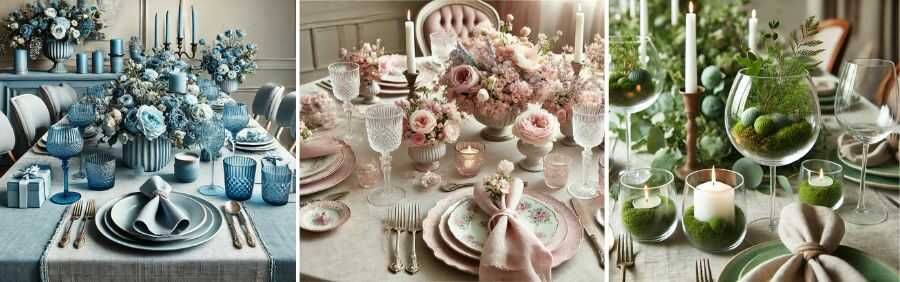 feststemning i borddækningen i blå, grønne og rosa farver feststemning i borddækningen i blå, grønne og rosa farver - Fit 1200x1200